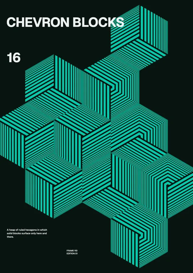 Plakat Chevron Blocks, türkis