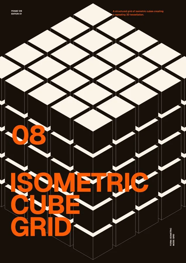 Plakat Isometric Cube Grid